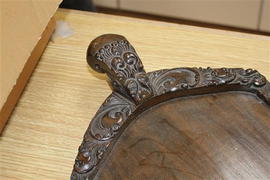 A Burmese carved hardwood tray, 70cm